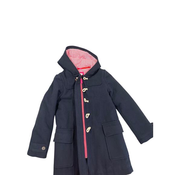 Mini Boden Navy Duffle Toggle Wool Blend Coat Girls Size 11-12Y Hooded Classic - Picture 6 of 9